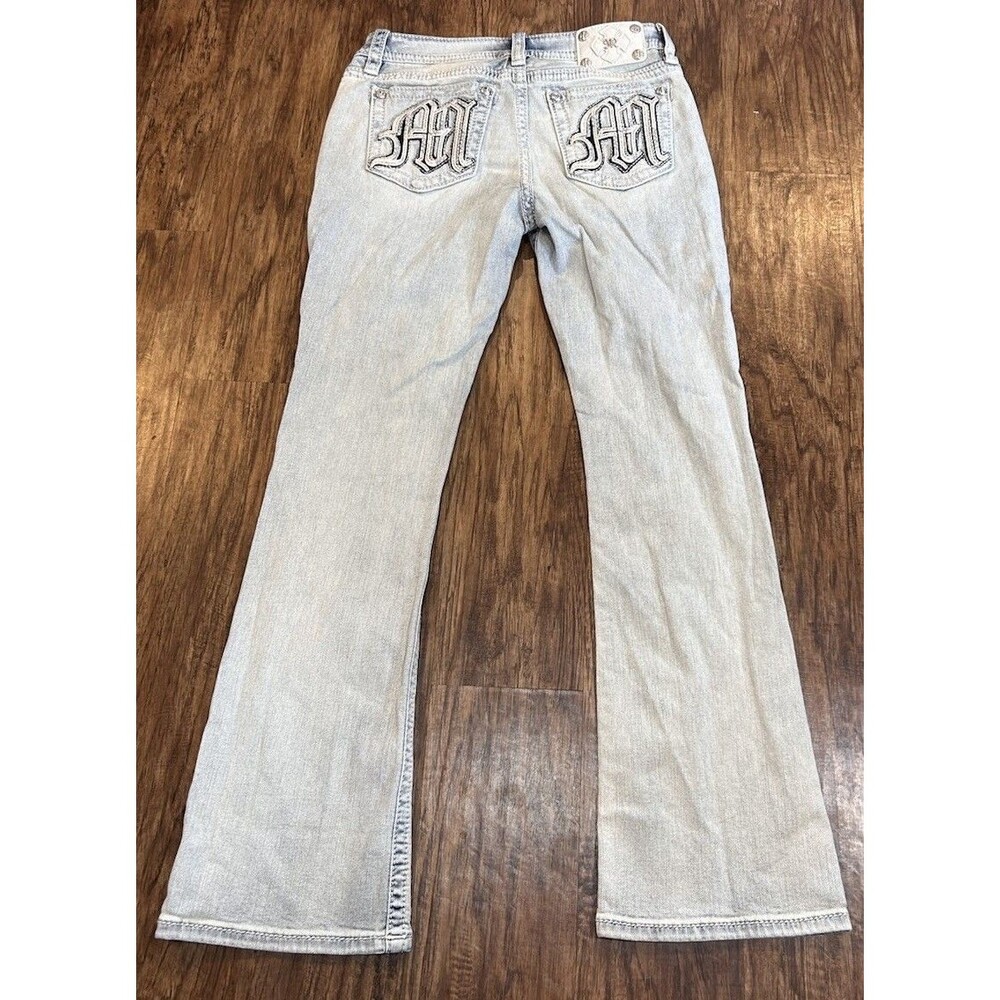 Miss Me Mid-rise Bootcut Jeans Women’s 29 (29x32) Rhinestones White Wash